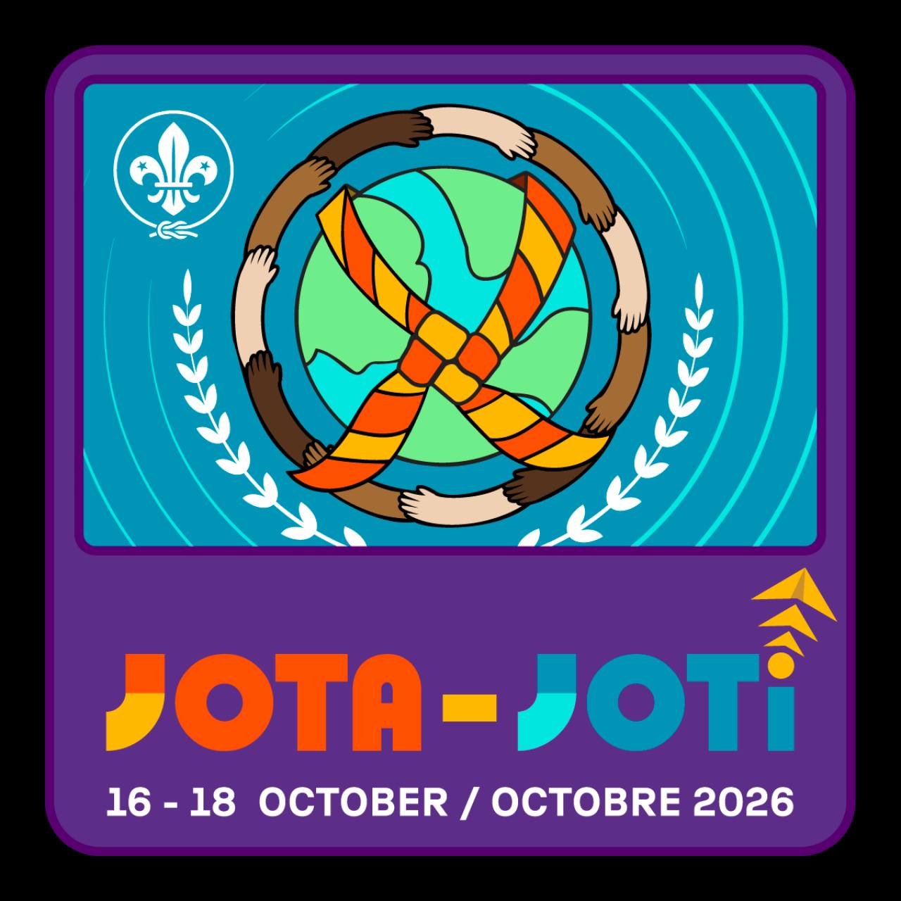 Worldwide JOTA-JOTI 2026 event badge, 16 to 18 October